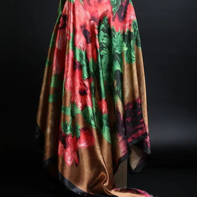 Elegant silk scarf featuring a stylish leopard print pattern, perfect for fashion-forward accessories.