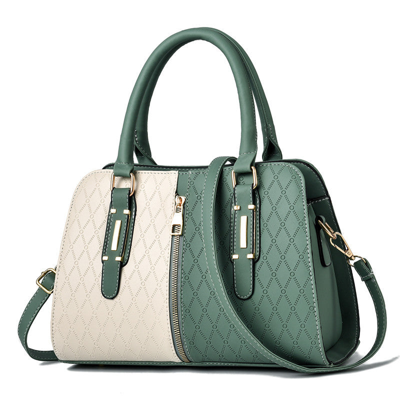 Fashion Color Matching Ladies Handbags European and American Atmosphere Large Capacity.