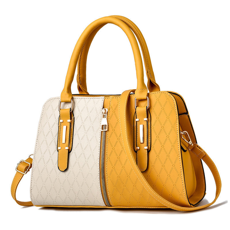 Fashion Color Matching Ladies Handbags European and American Atmosphere Large Capacity.
