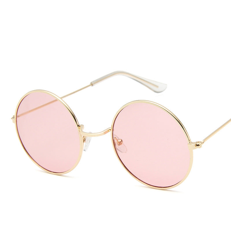 Lunettesx De Soleil Retro Pour Femmes, Effet Miroir, Style Rond Rose, Styliste De Marque, Alliage Pour Femmes,.