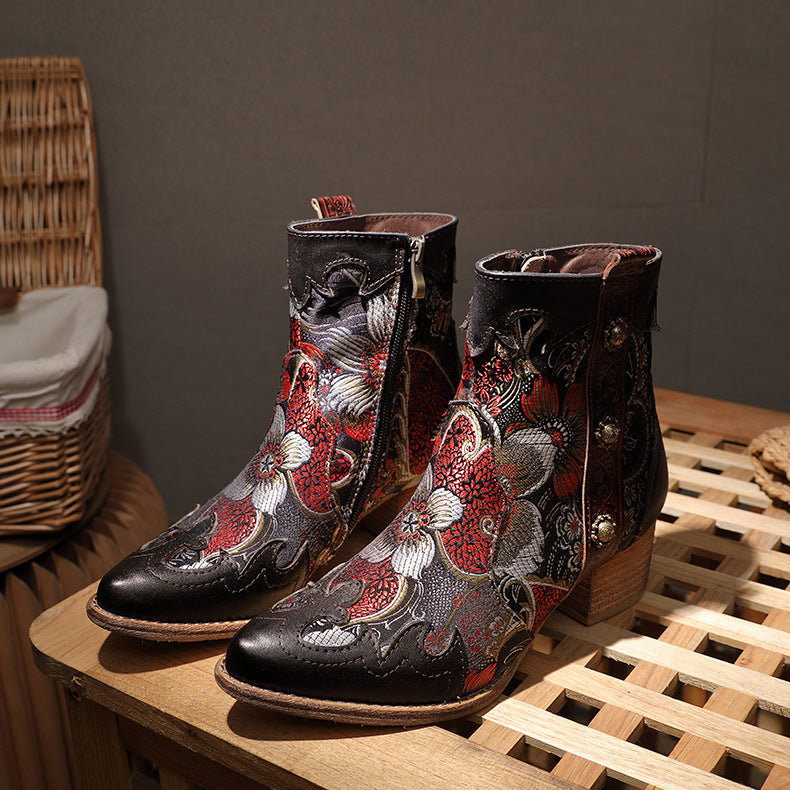 Buzenal – Bottines en cuir brodé & doublure peluche - Gena Campbell