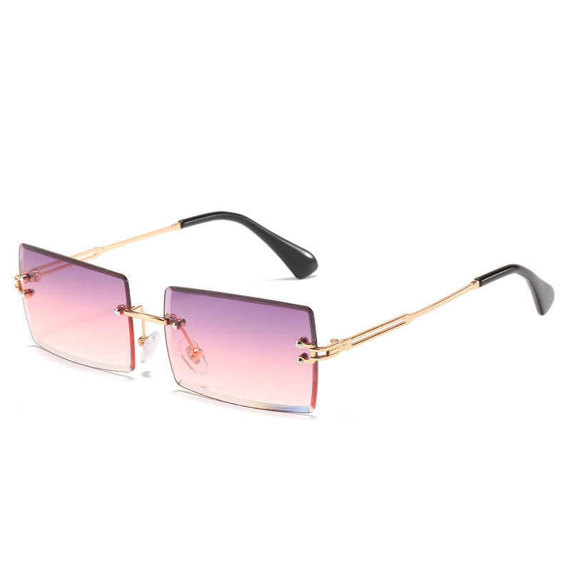 Lunettes De Soleil En Alliage Petit Rectangle Sans Cadre.