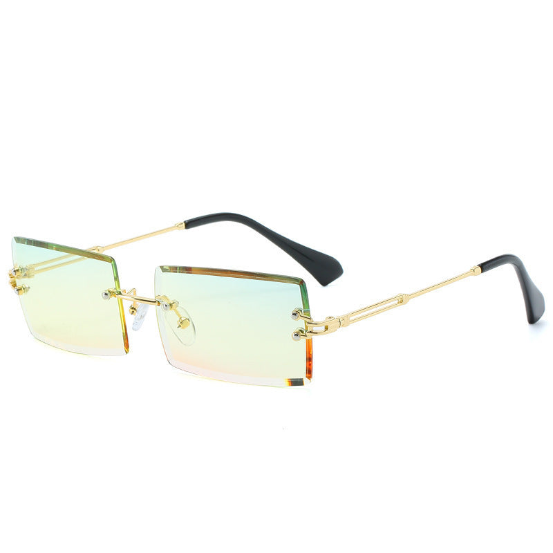Lunettes De Soleil En Alliage Petit Rectangle Sans Cadre.