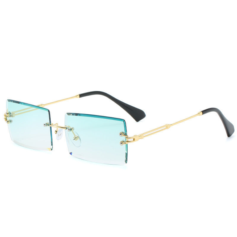 Lunettes De Soleil En Alliage Petit Rectangle Sans Cadre.