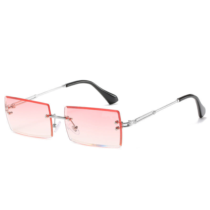 Lunettes De Soleil En Alliage Petit Rectangle Sans Cadre.