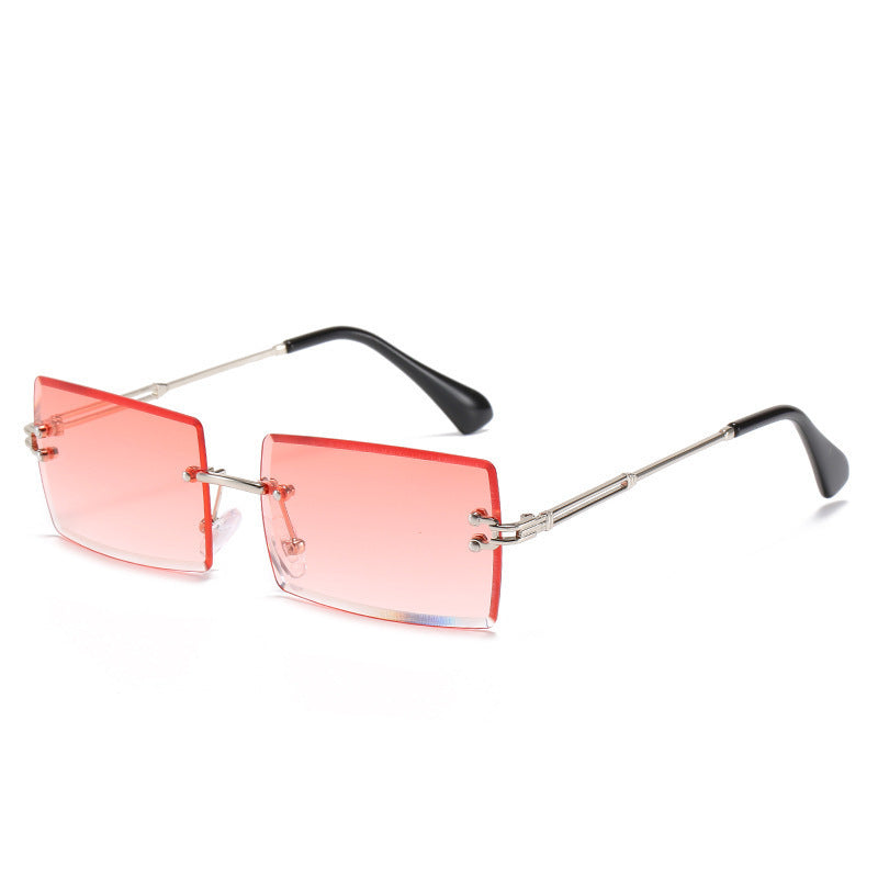 Lunettes De Soleil En Alliage Petit Rectangle Sans Cadre.