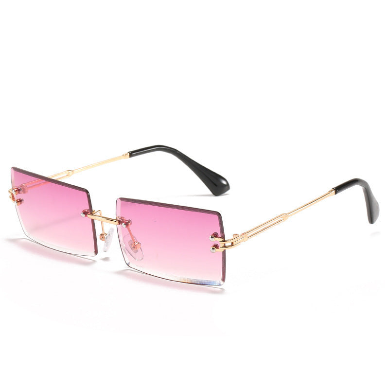Lunettes De Soleil En Alliage Petit Rectangle Sans Cadre.