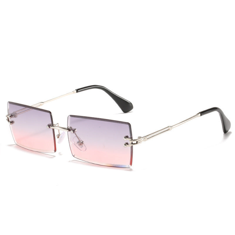 Lunettes De Soleil En Alliage Petit Rectangle Sans Cadre.
