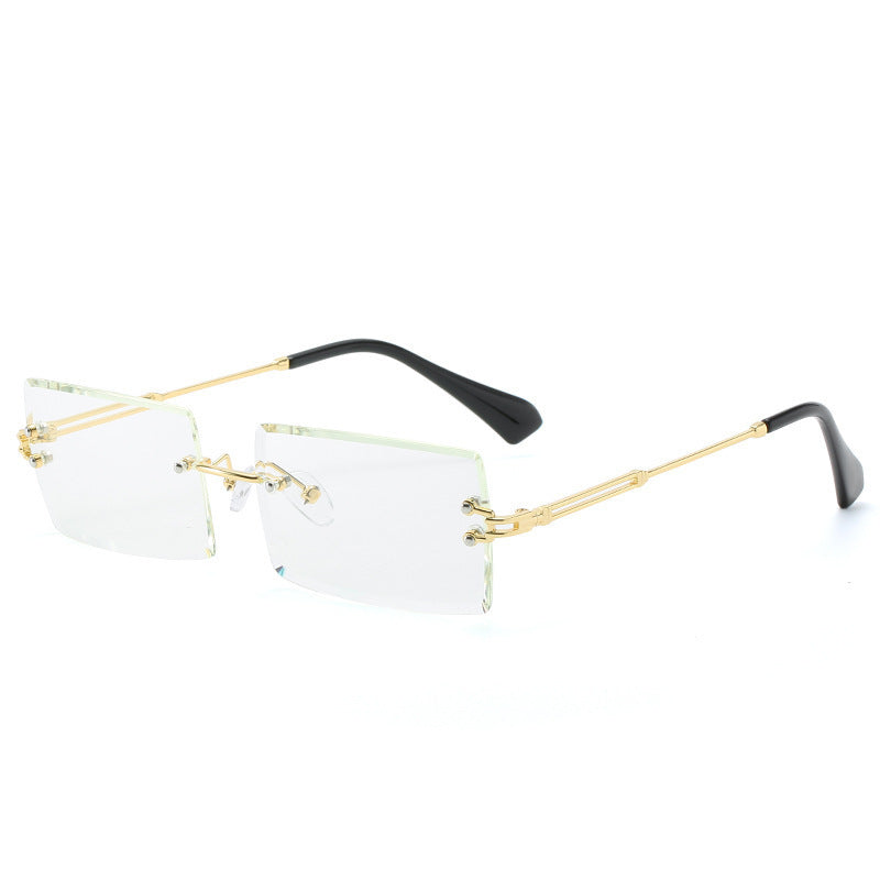 Lunettes De Soleil En Alliage Petit Rectangle Sans Cadre.