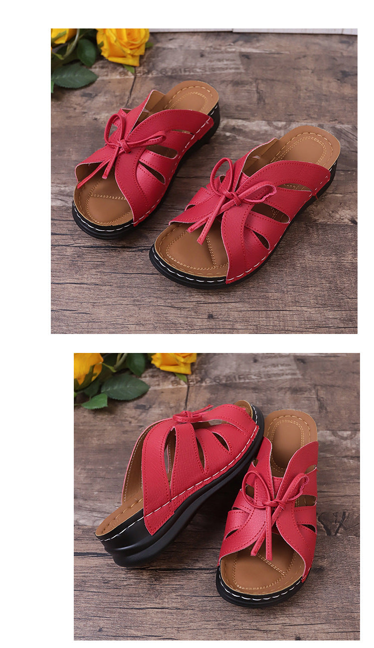 Elegant women's high heels low-heeled sandals casual slippers.
