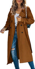 Women's Autumn/Winter Trench CoatOuterwear Long Sleeve Double-Breasted Notch Lapel Straight Fit Wool Blend Casual Wear