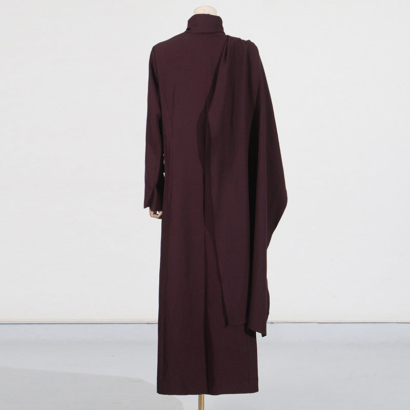 Scarf style long windbreaker suit jacket women's clothing