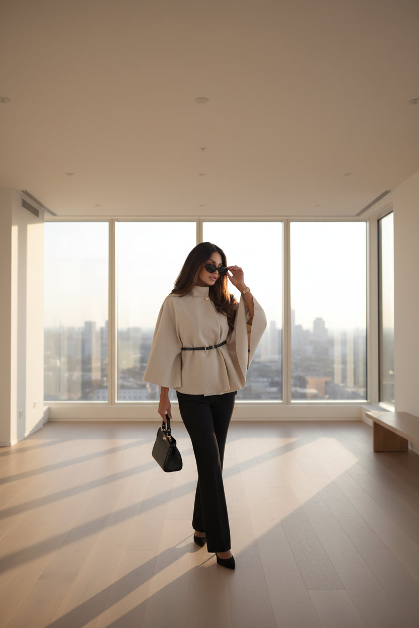 Lisbonne Wool Cape Coat – Ligne Lisbonne | Manteau Cape Élégant Femme