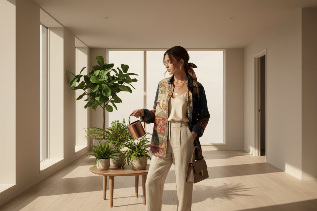 New Womens 3D Digital-Print Retro Casual Long-Sleeve Shirt