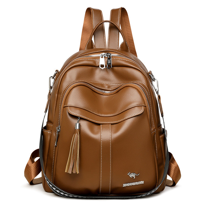 New Multi-functional Hand-held Genuine Leather Tassel Backpack