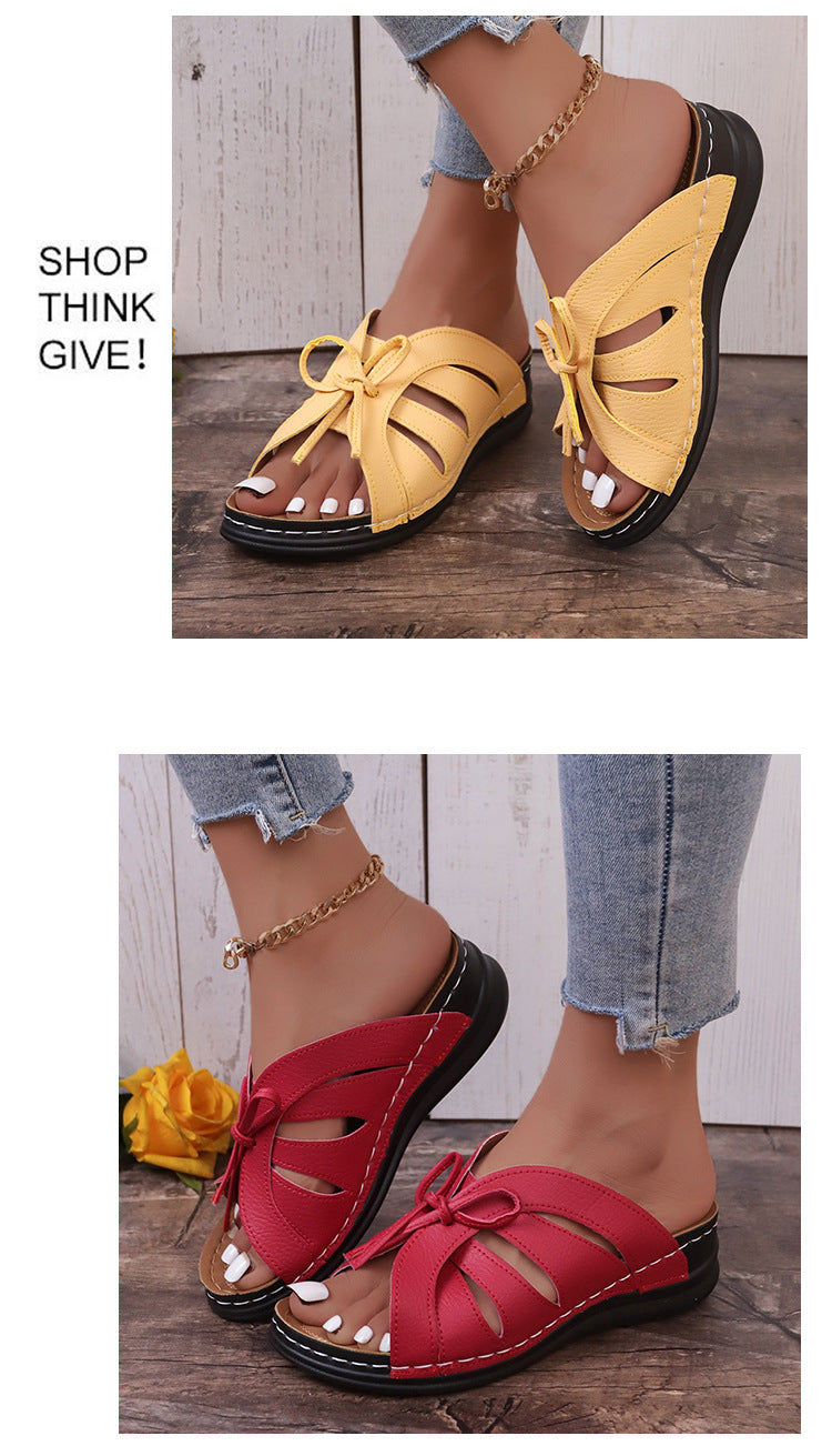 Elegant women's high heels low-heeled sandals casual slippers.