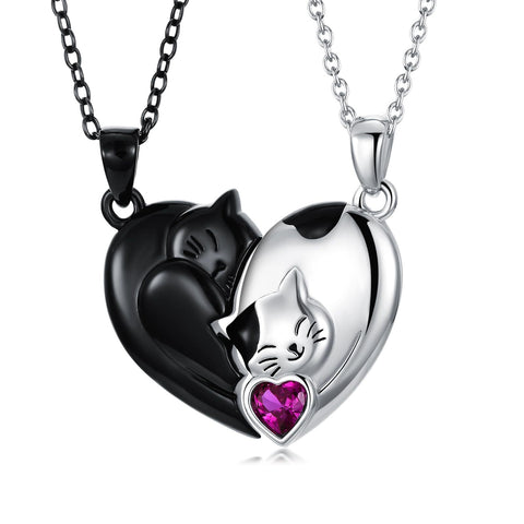 Maublanc – Collier duo chat noir & blanc & amour complice
