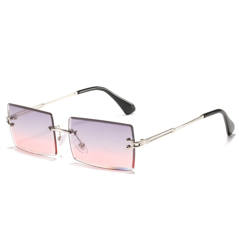 Lunettes De Soleil En Alliage Petit Rectangle Sans Cadre.