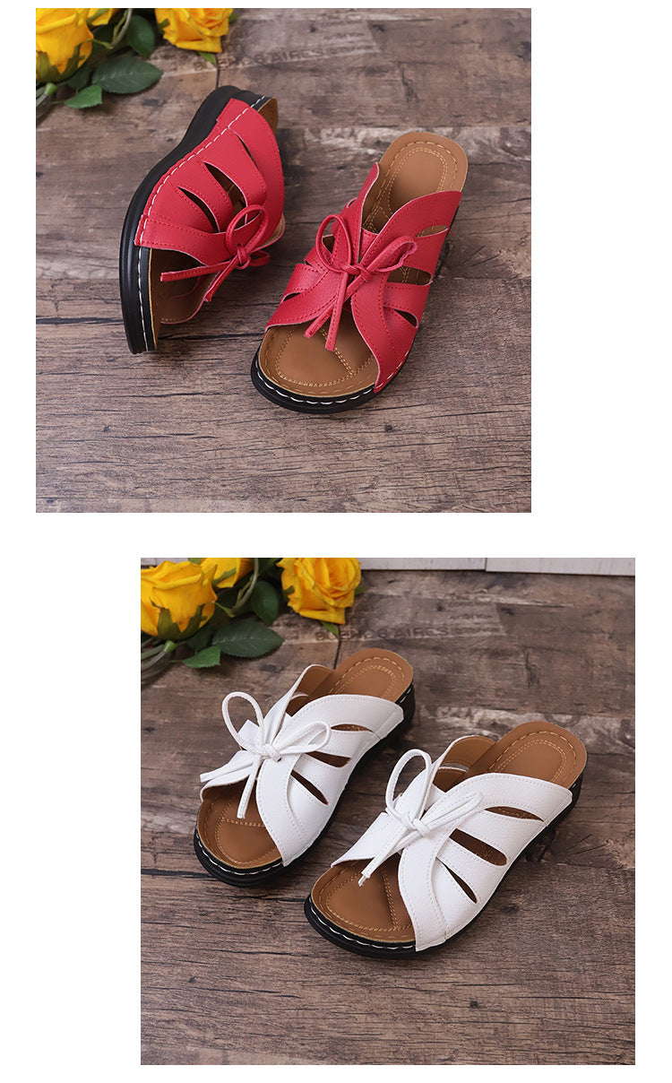 Elegant women's high heels low-heeled sandals casual slippers.