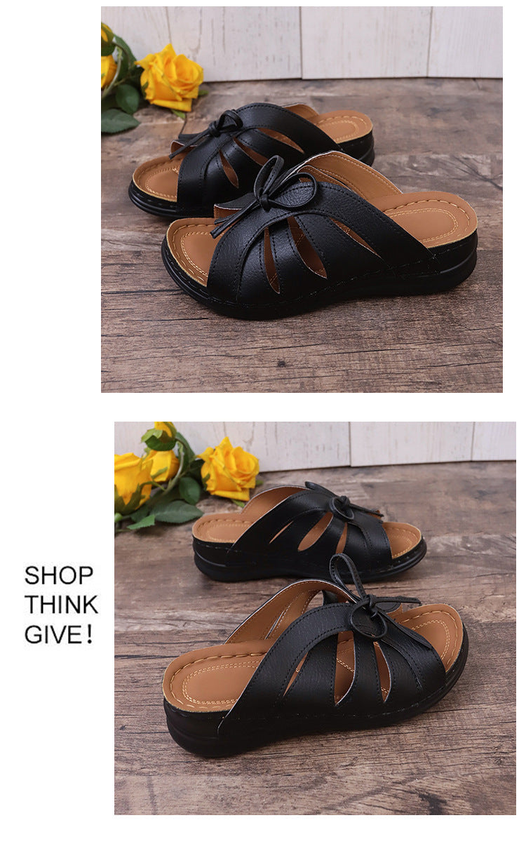 Elegant women's high heels low-heeled sandals casual slippers.