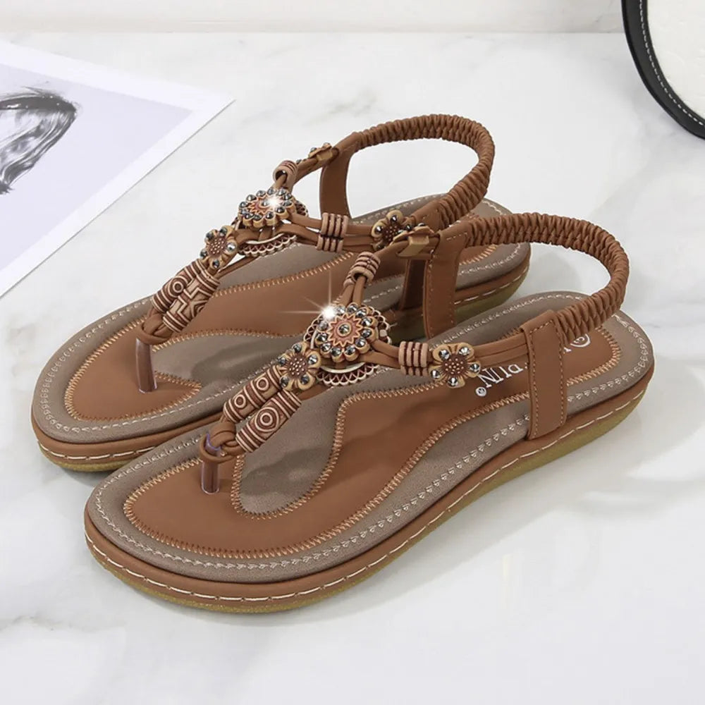 PU Leather Toe Post Flats Sandals.