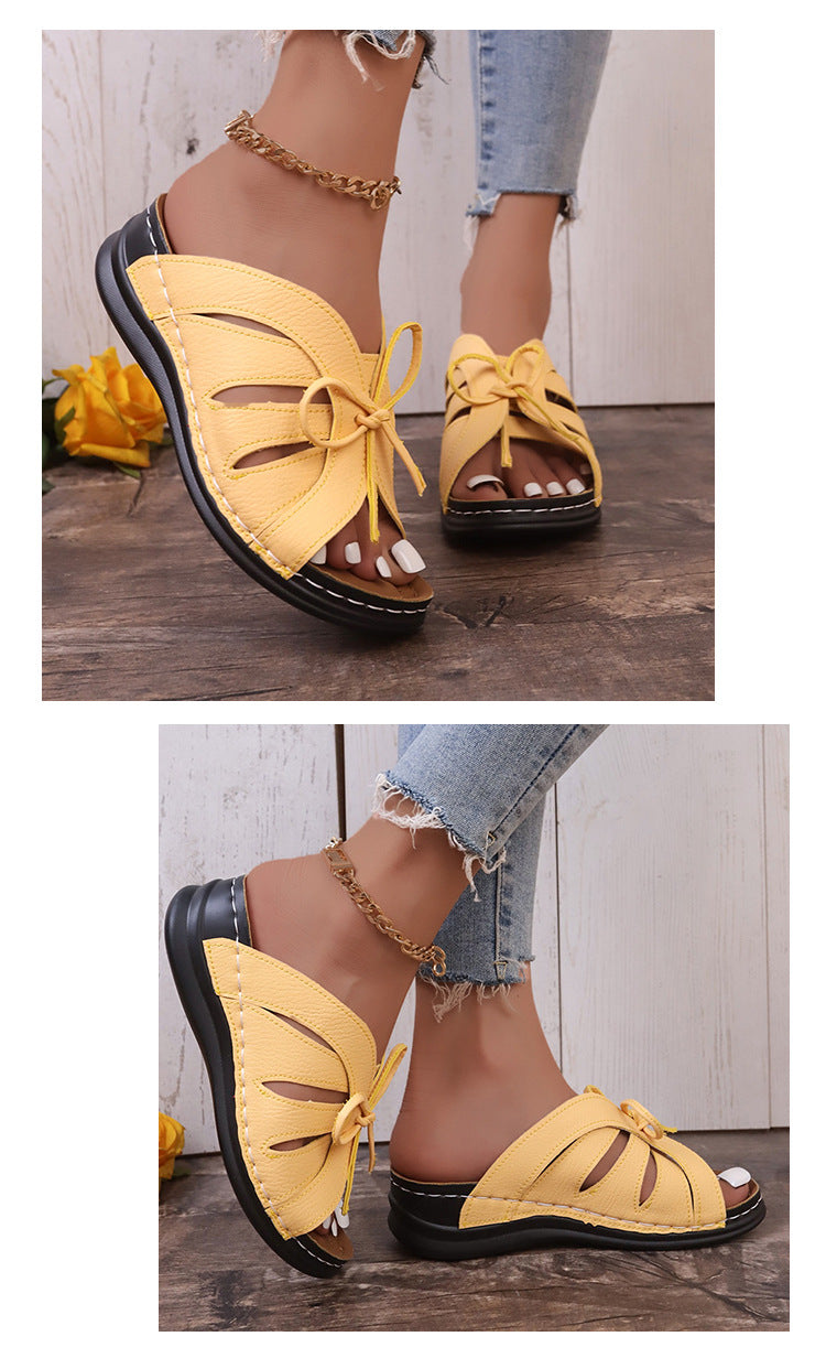 Elegant women's high heels low-heeled sandals casual slippers.