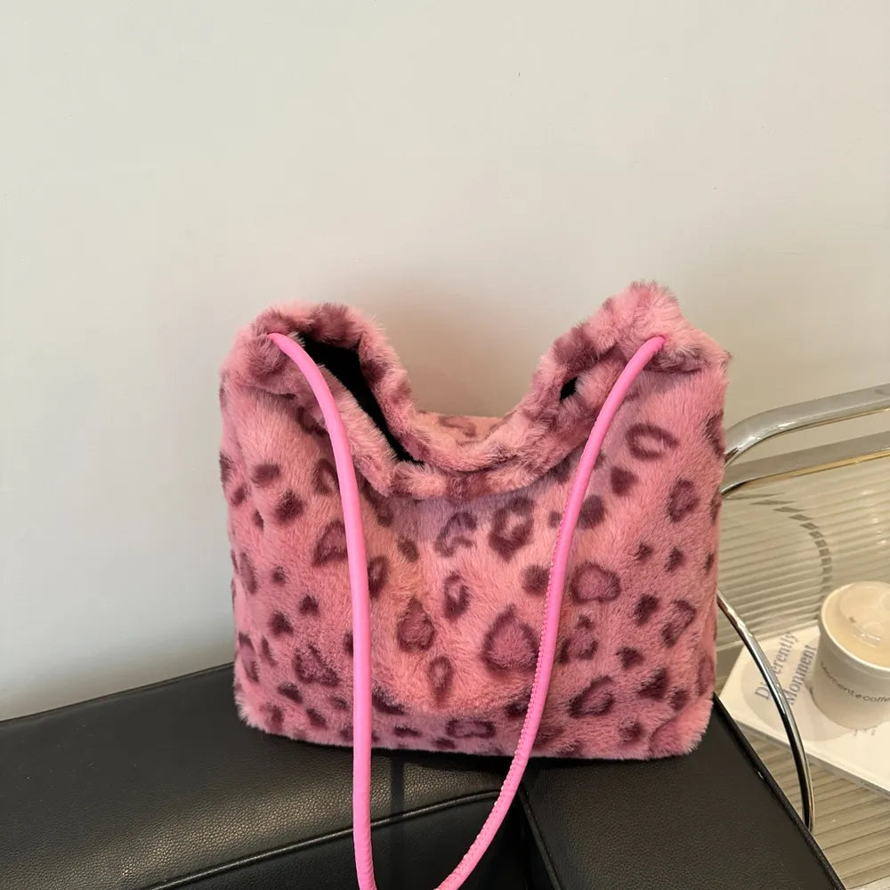 Leopard Furry Shoulder Bag.