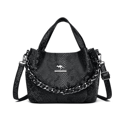 Niche Chain Versatile Genuine Leather Pleated Shoulder Bag